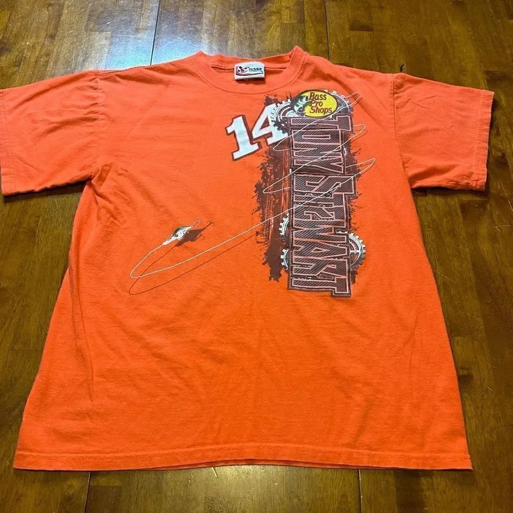 Tony Stewart Nascar Racing Shirt Orange Bass Pro Shop Shirt Mens Size Medium